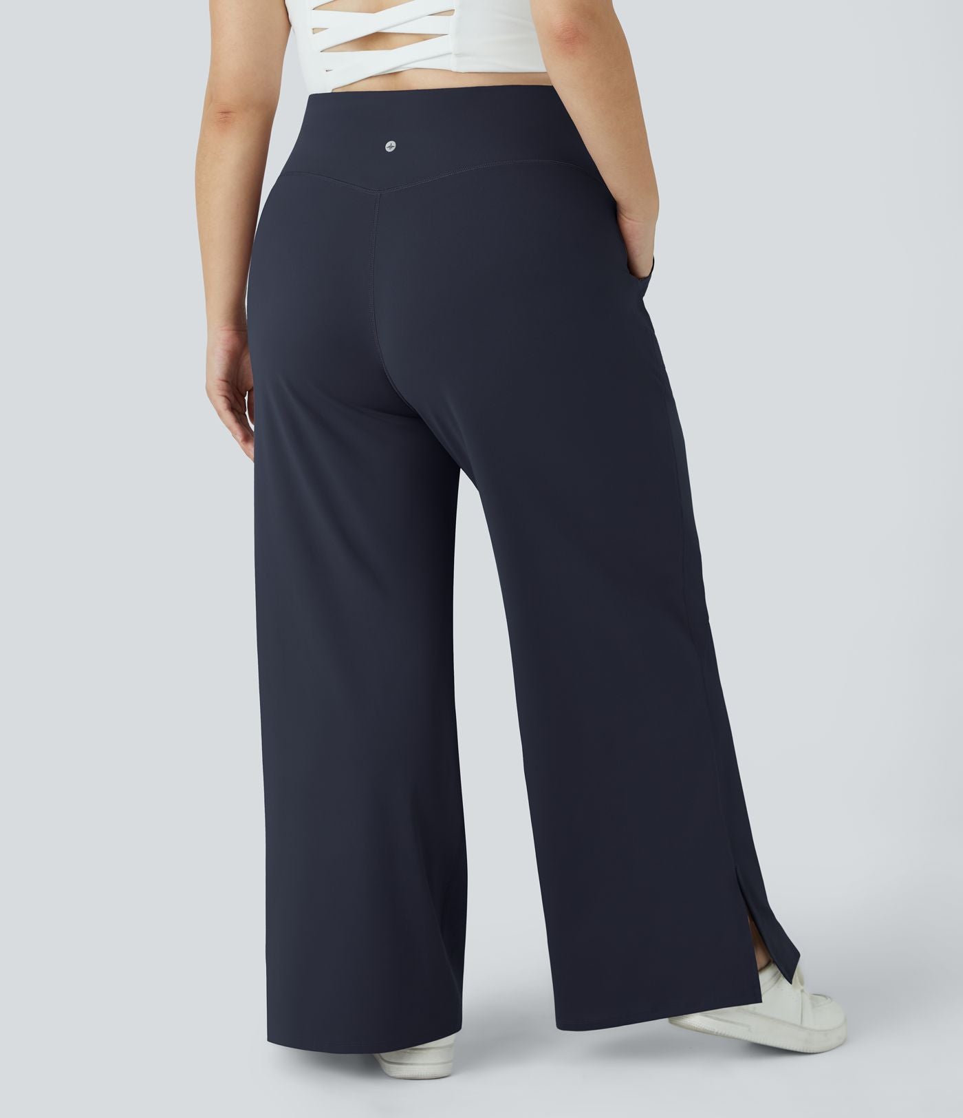 Pantalon yoga large grande taille croisé avec ourlet et poches DayStretch - Smile