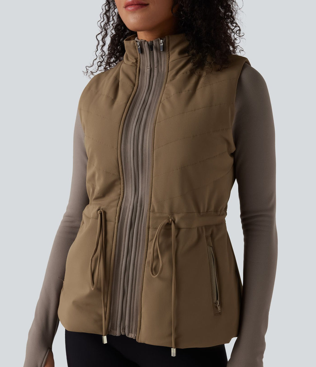 Veste polaire PuffFlex 3-en-1 à col montant et manches longues avec passe-pouces et gilet matelassé avec poches