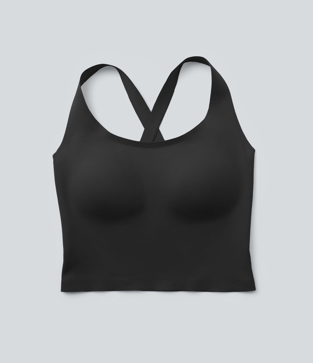 Crop top casual col U avec brassière intégrée — Bonnets B-E