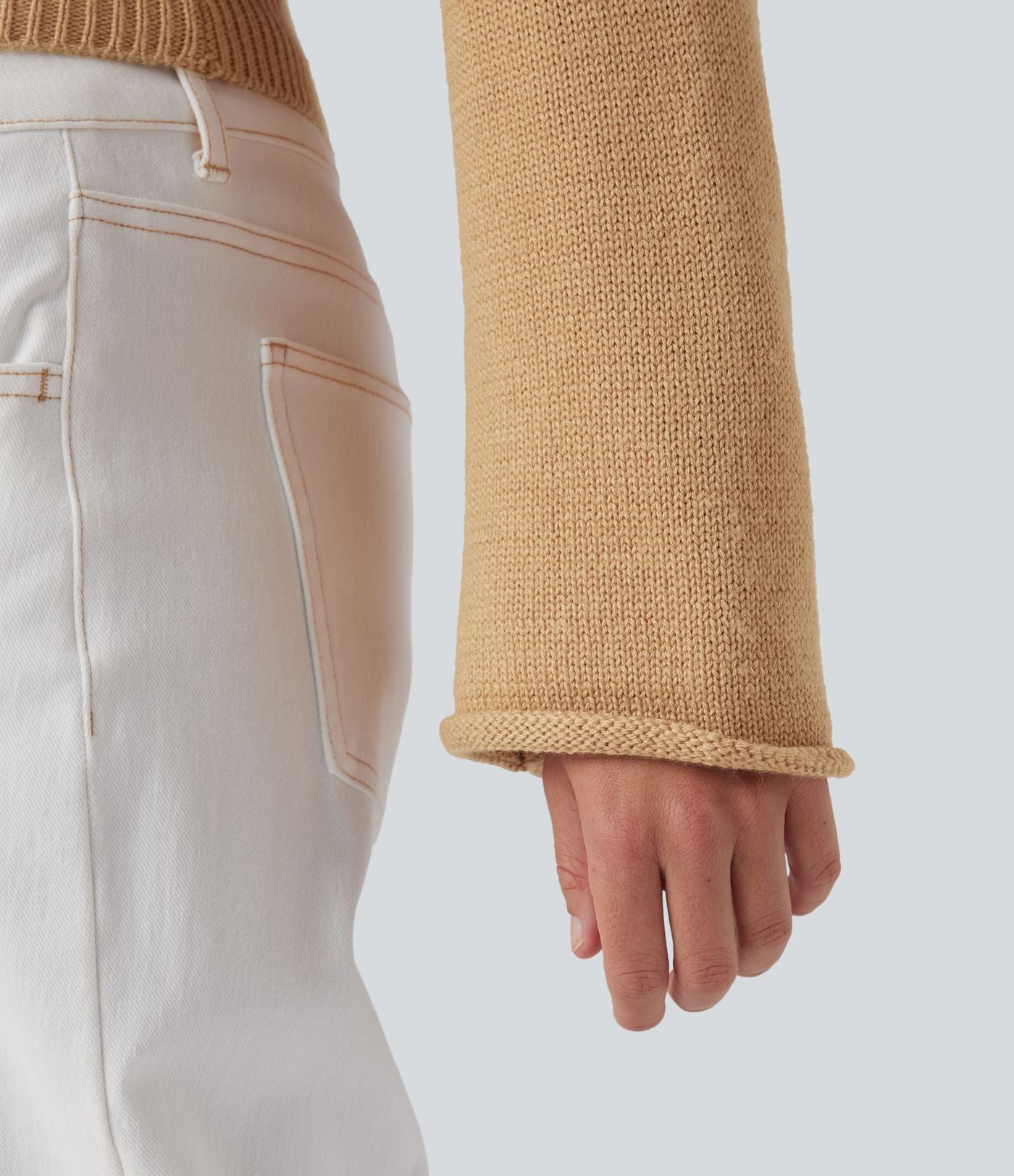Pull décontracté à col asymétrique et manches longues