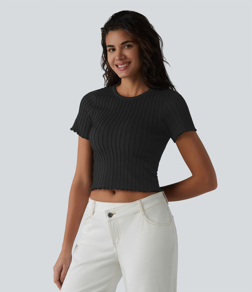 T-shirt crop décontracté OneForm Seamless Flow col rond manches courtes