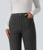 Pantalon tailleur Halara Flex™ à carreaux taille haute coupe droite avec poches