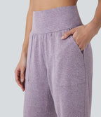 Pantalon jogging décontracté taille haute avec poches latérales