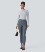 Halara Flex™ Pantalon skinny tailleur taille haute à motif pied-de-poule avec poches arrière