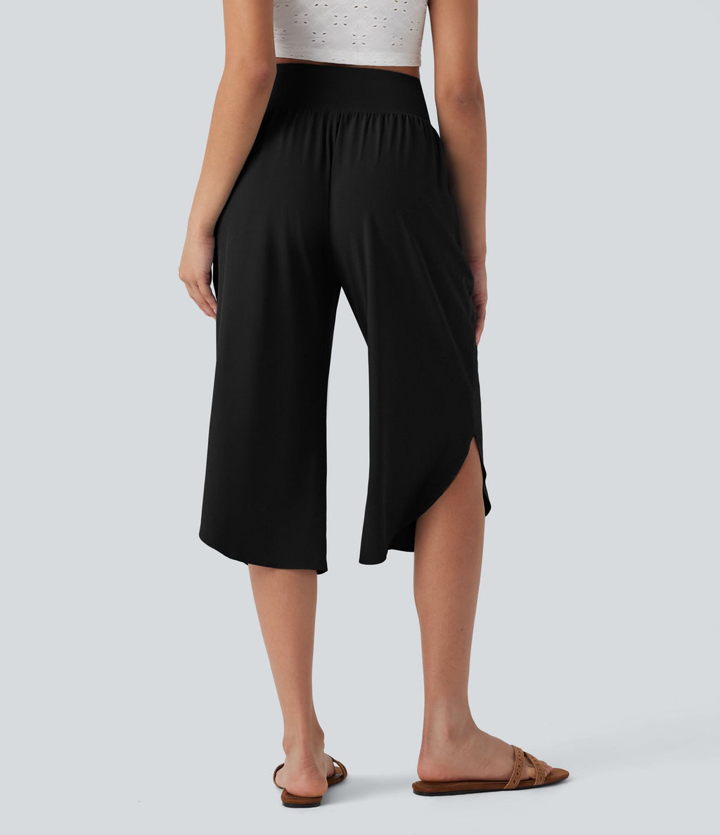 Pantalon corsaire gainant taille haute à ourlet asymétrique et séchage rapide avec poches Breezeful™