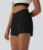 Short de yoga 2-en-1 SoftlyZero™ Airy croisé taille haute 7,5 cm effet frais InstantCool avec poches