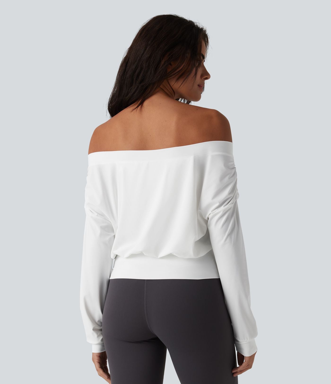Haut de sport yoga épaules dénudées manches longues oversize effet frais InstantCool séchage rapide