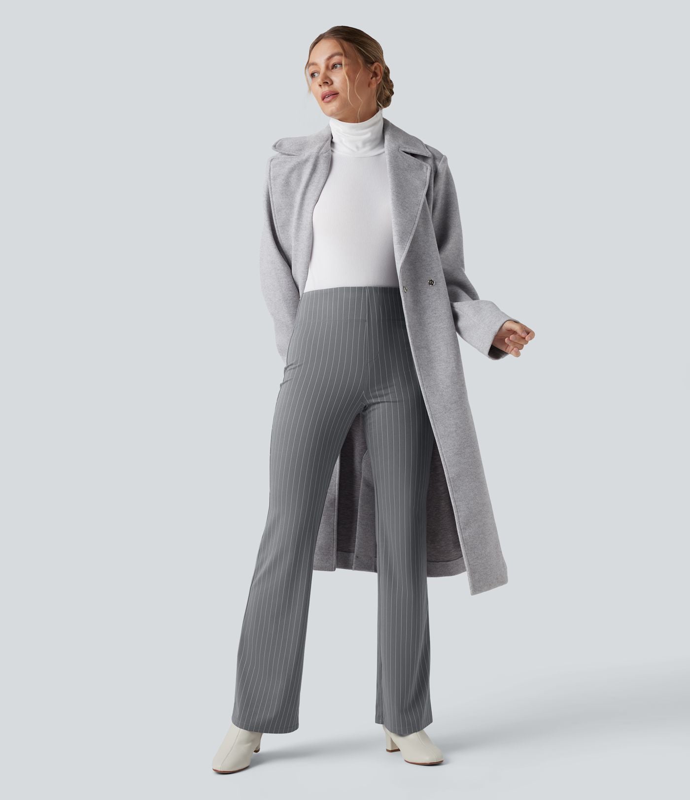 Halara Flex™ Pantalon tailleur évasé à rayures taille haute avec poches