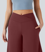 Pantacourt de yoga Cool Touch Softlyzero™ aérien à taille haute croisée, jambe large et poches