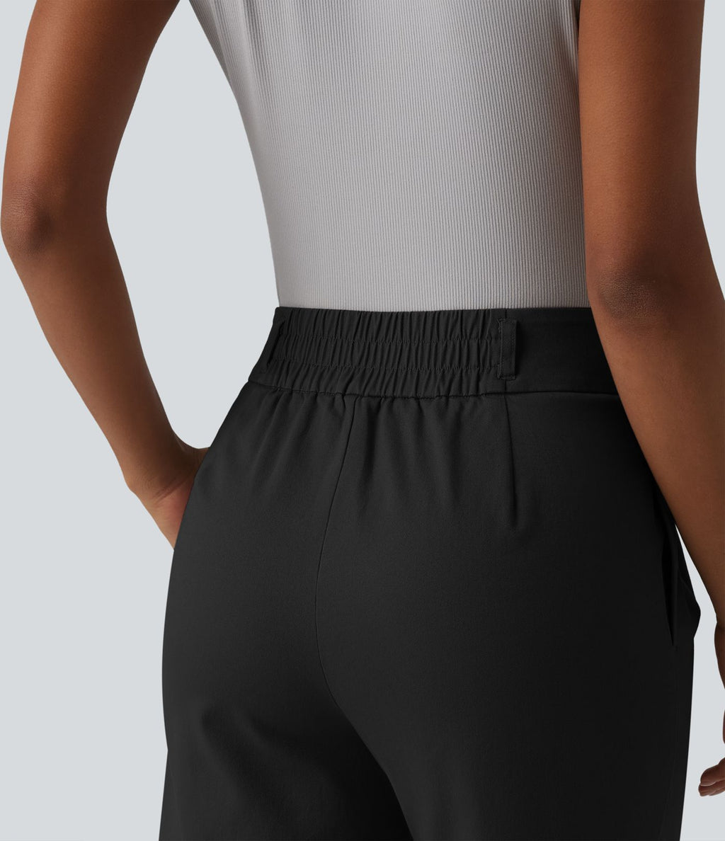 Short tailleur chino droit en coton taille haute à poches