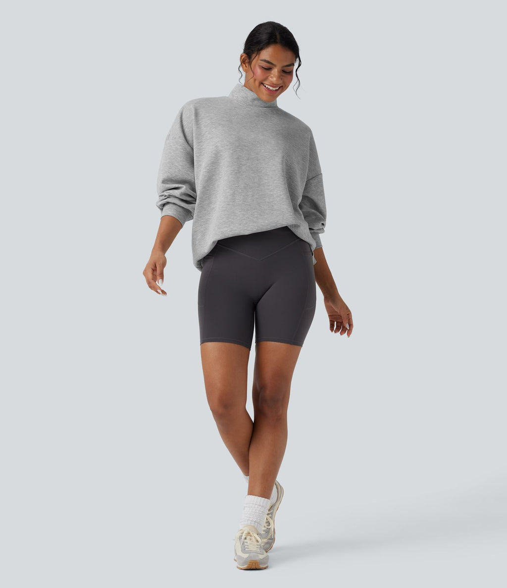 Sweatshirt casual col montant coupe décontractée avec poches