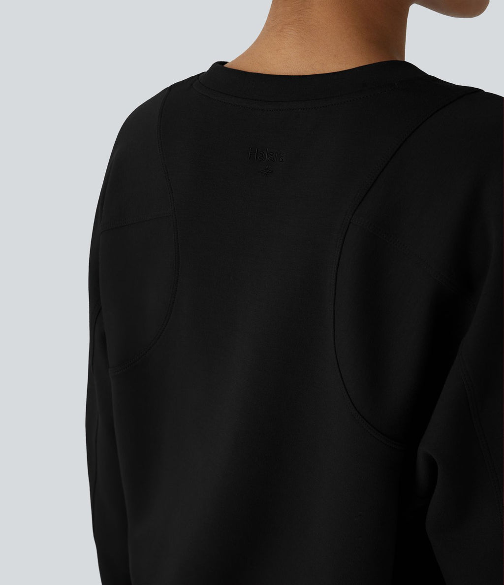 Sweatshirt Casual Solide à Manches Raglan et Col Rond