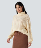 Pull col montant torsadé manches longues