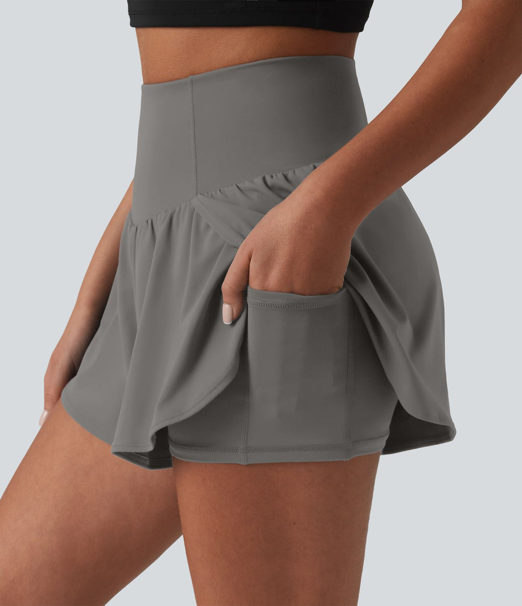 Short de yoga SoftlyZero™ Airy 2-en-1 taille haute gainant ourlet arrondi effet frais InstantCool 7,5 cm avec poches