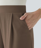 Halara Flex™ Pantalon Tailleur Évasé à Taille Haute Sculptant la Silhouette avec Poches Latérales Micro Waffle