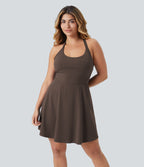 Robe longue de danse évasée à dos ouvert avec torsade grandes tailles et short intégré - Édition Easy Peasy