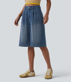 Bermuda denim décontracté Halara Flex™ taille haute avec poches