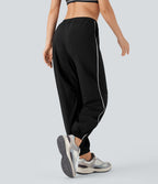 Jogging de danse à taille basse, cordon ajustable, bandes colorées, séchage rapide et poches latérales