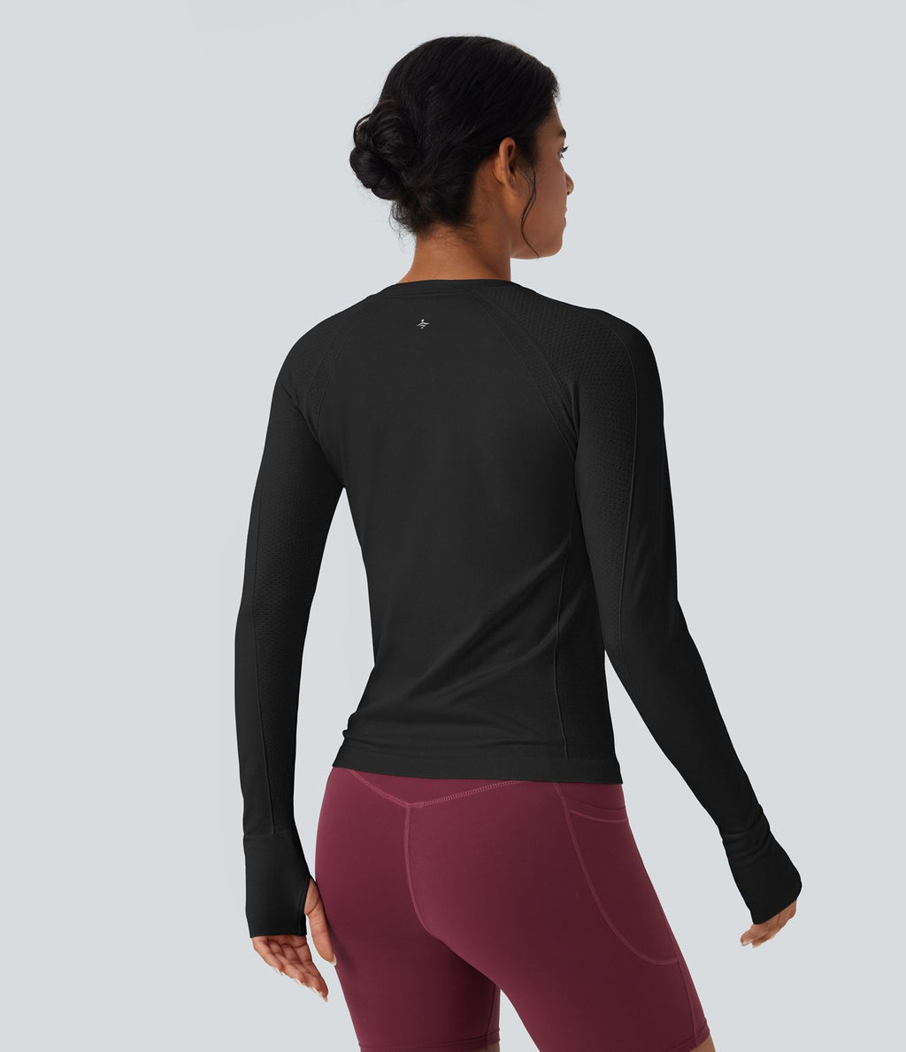 Haut de sport yoga manches raglan longues avec passants pouces sans couture OneForm Seamless Flow