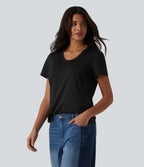 T-shirt décontracté col U manches courtes