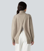 Pull tailleur col montant manches longues - Réversible devant et dos