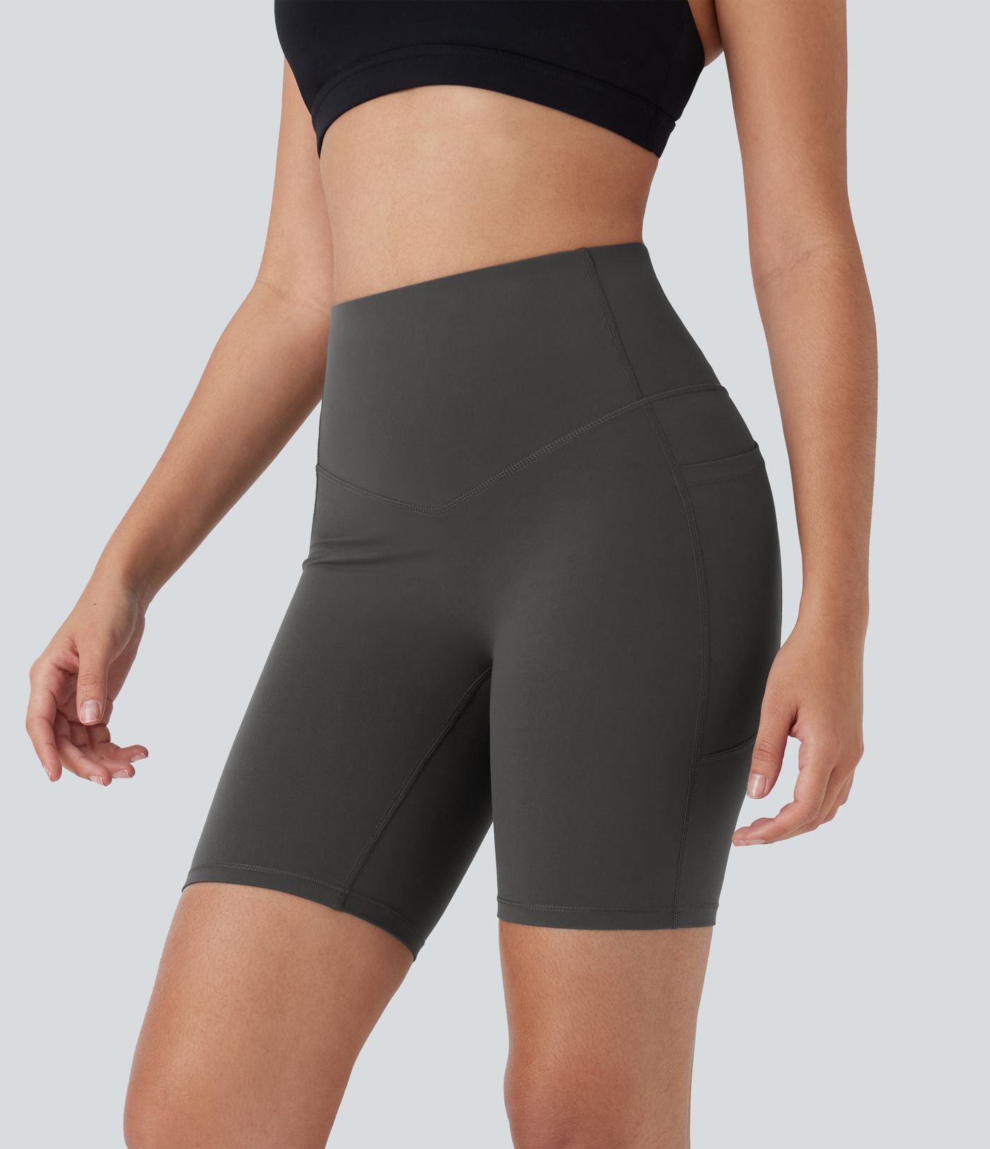 Short cycliste 17,5 cm d'entraînement gainant galbant taille haute avec poches Halara UltraSculpt™