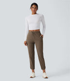 Pantalon de golf fuselé, taille mi-haute, cordon, ourlet courbé, séchage rapide, avec poches—UPF40+