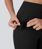 Pantalon corsaire jogging de yoga Softlyzero™ moelleux, taille haute à cordon avec poches latérales