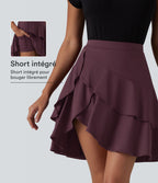 Jupe mini décontractée 2-en-1 SoftlyZero™ Airy effet frais InstantCool taille haute à volants superposés avec poche