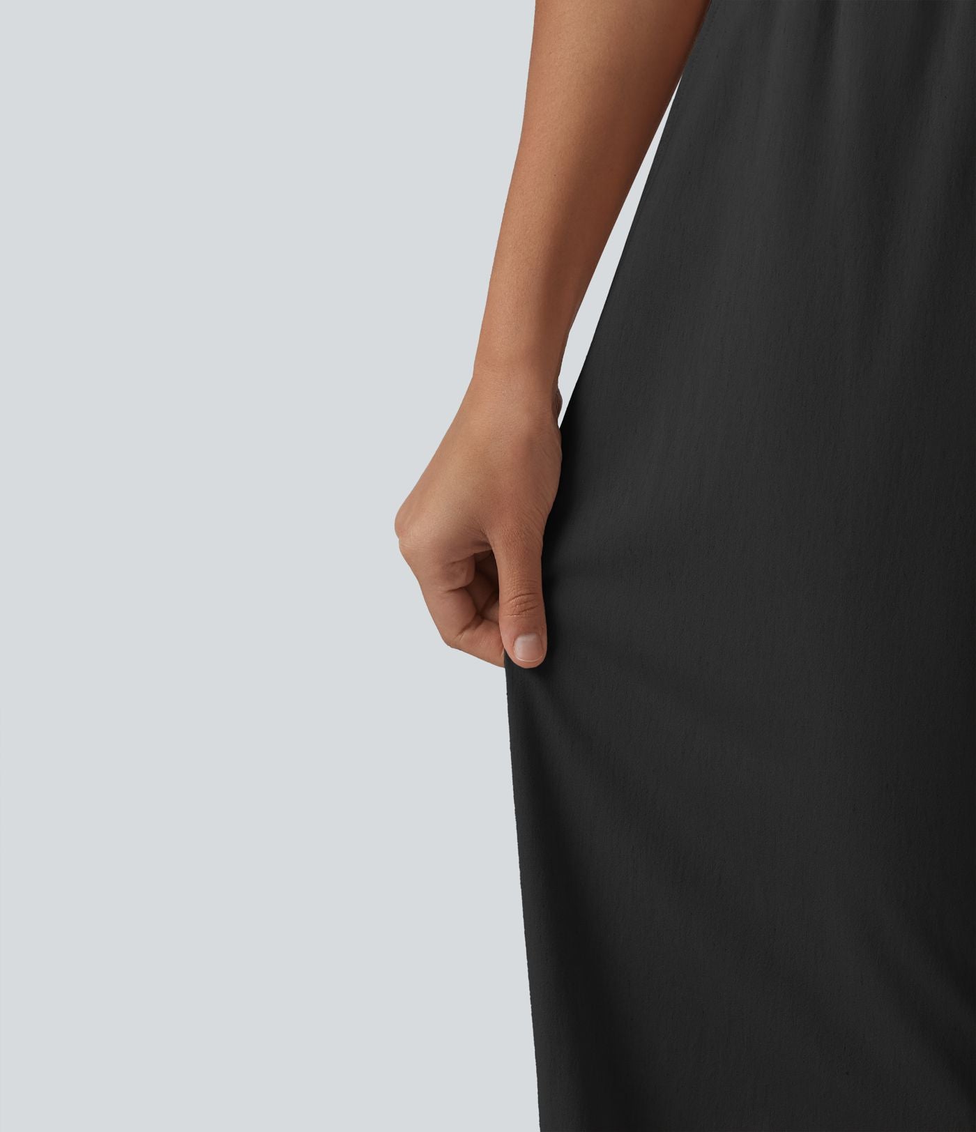 Pantalon large fluide en lin stretch taille haute avec cordon de serrage et poches