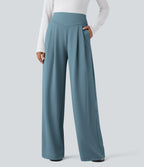 Pantalon de travail droit Halara Flex™ taille haute gainant en crêpe avec poches