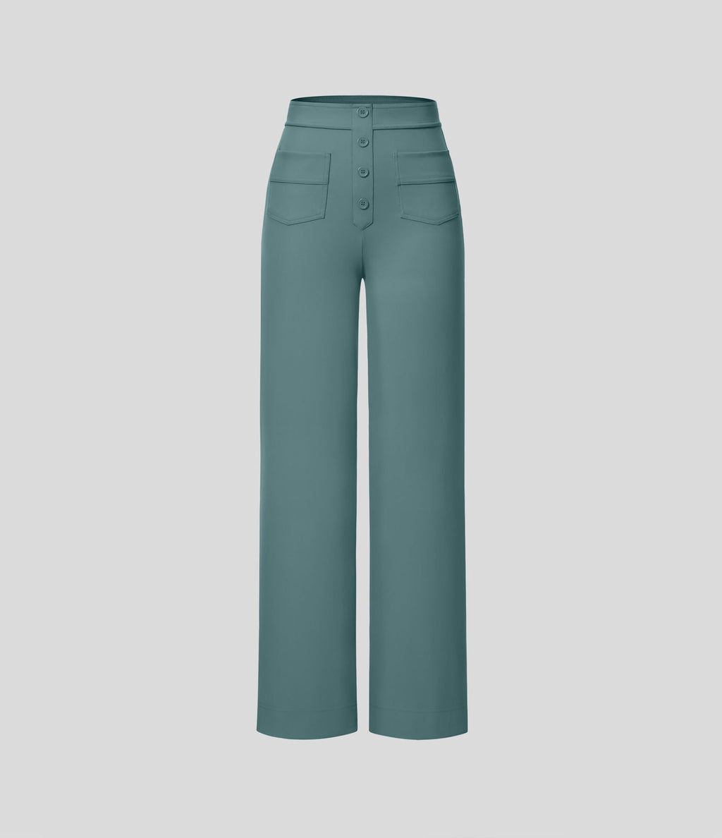 Pantalon taille haute coupe droite DayStretch avec poches