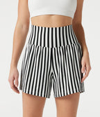 Short de yoga ample 2 en 1 à rayures taille ultra haute avec poches
