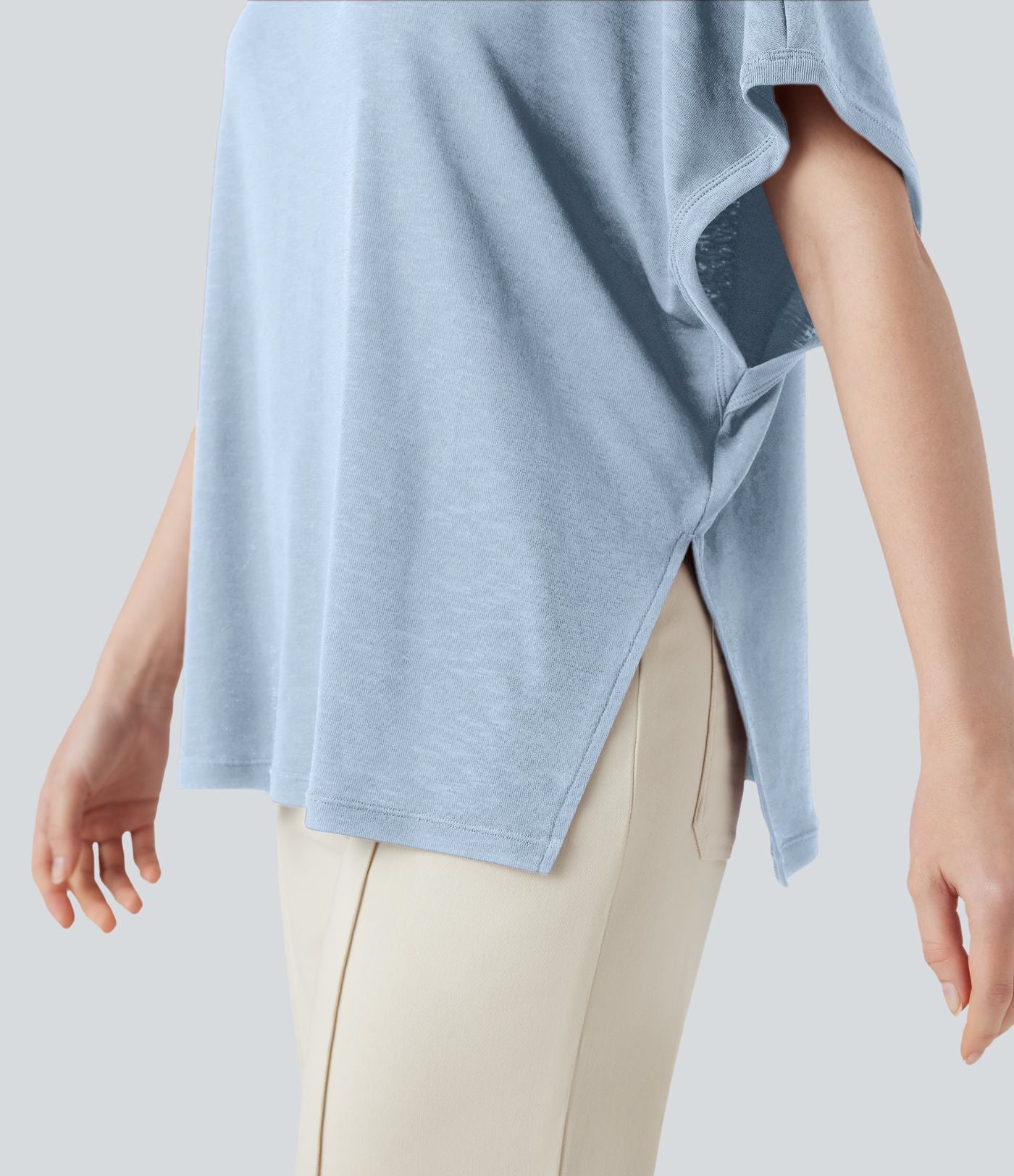 T-shirt col rond manches chauve-souris coupe décontractée