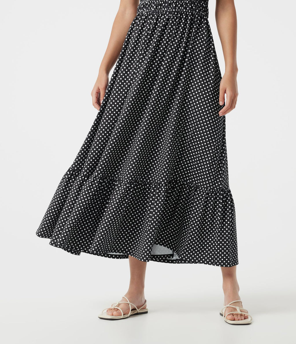 Robe nuisette midi fluide à pois avec lien à nouer à l’avant