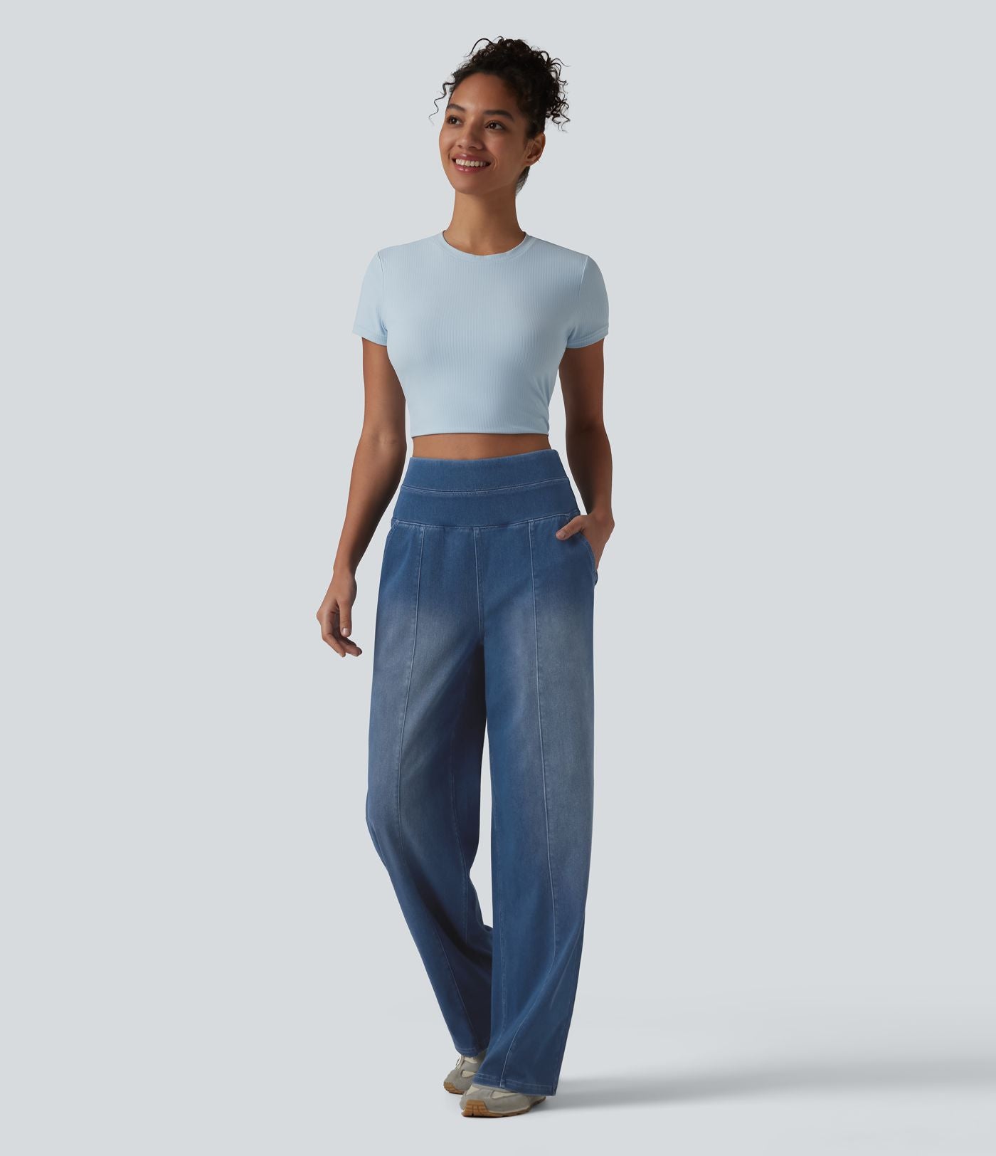 Halara Flex™ Jean large décontracté taille haute ventre plat avec poches