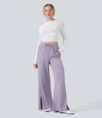 Pantalon décontracté taille haute avec cordon de serrage et poches