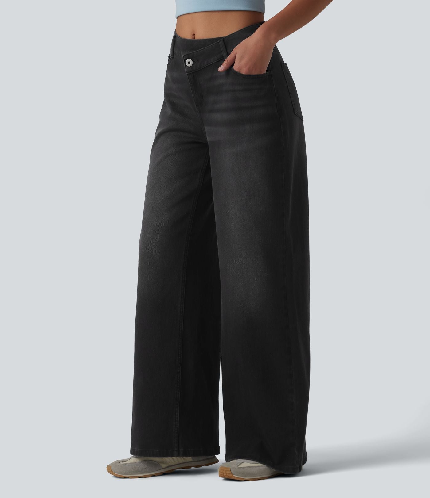Jean large décontracté Halara Flex™ asymétrique taille mi-haute avec poches