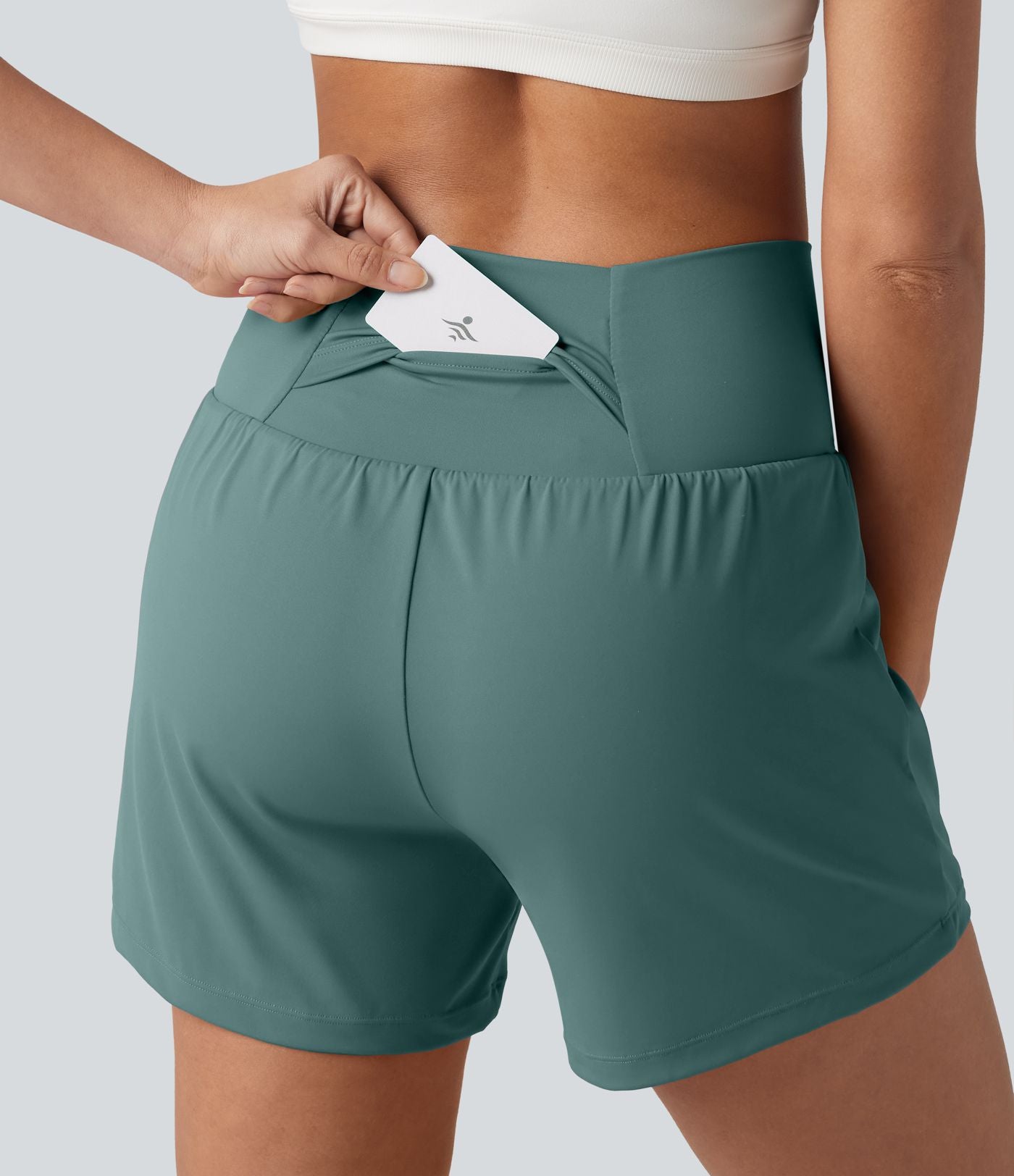 Short de yoga SoftlyZero™ Airy croisé taille haute 2-en-1 effet frais InstantCool 12,5 cm avec poches