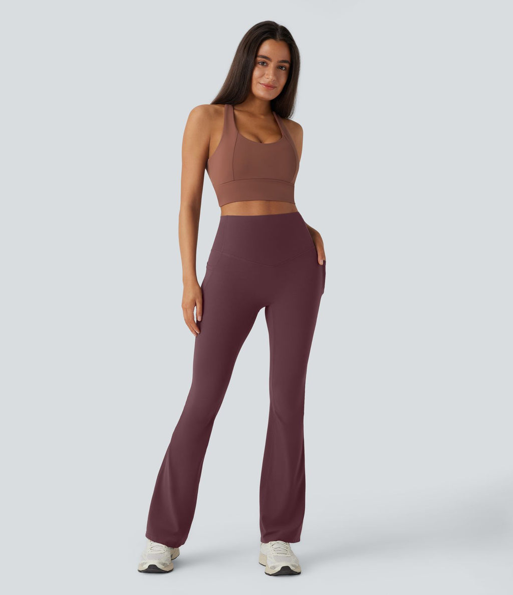 Pantalon de yoga à coupe bootcut gainant taille haute avec poches Halara UltraSculpt™