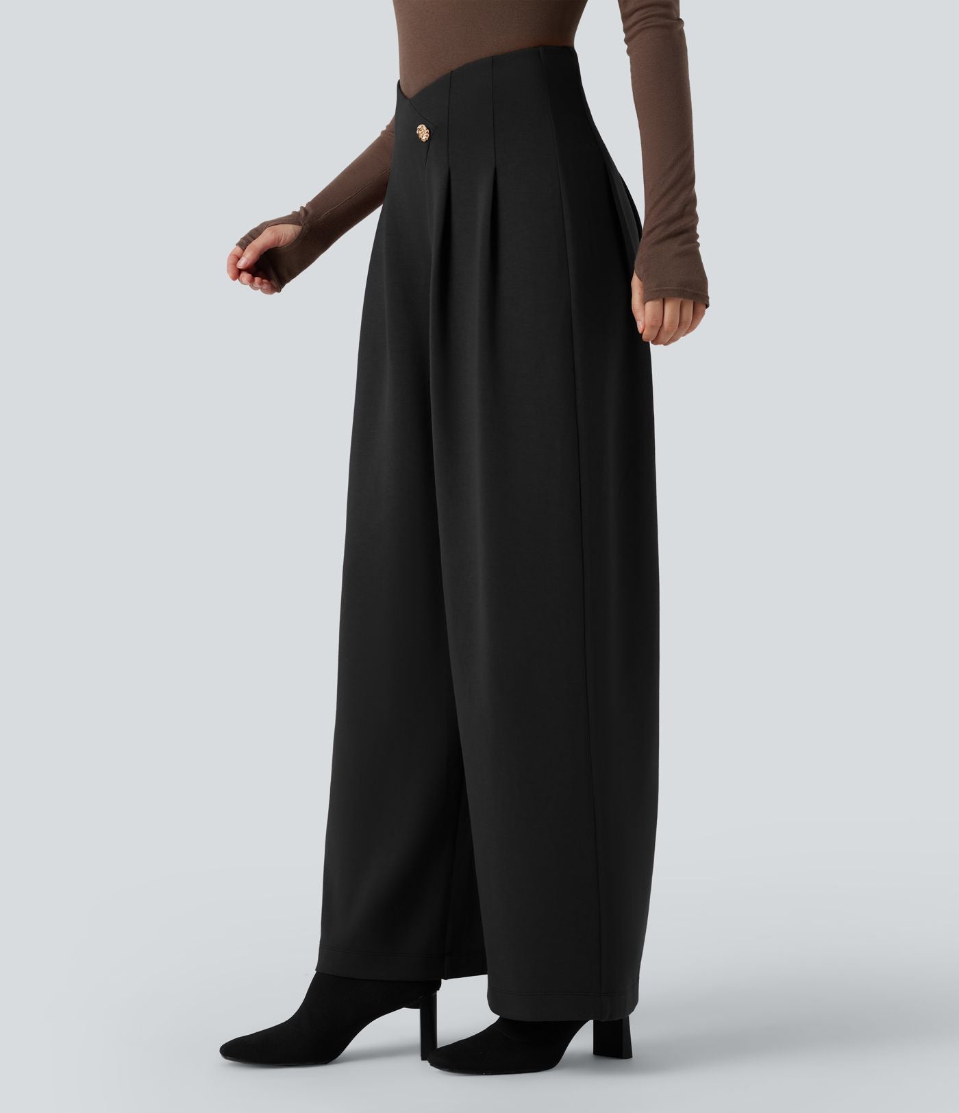 Pantalon tailleur SpacerTek™ taille super haute, jambe large croisée