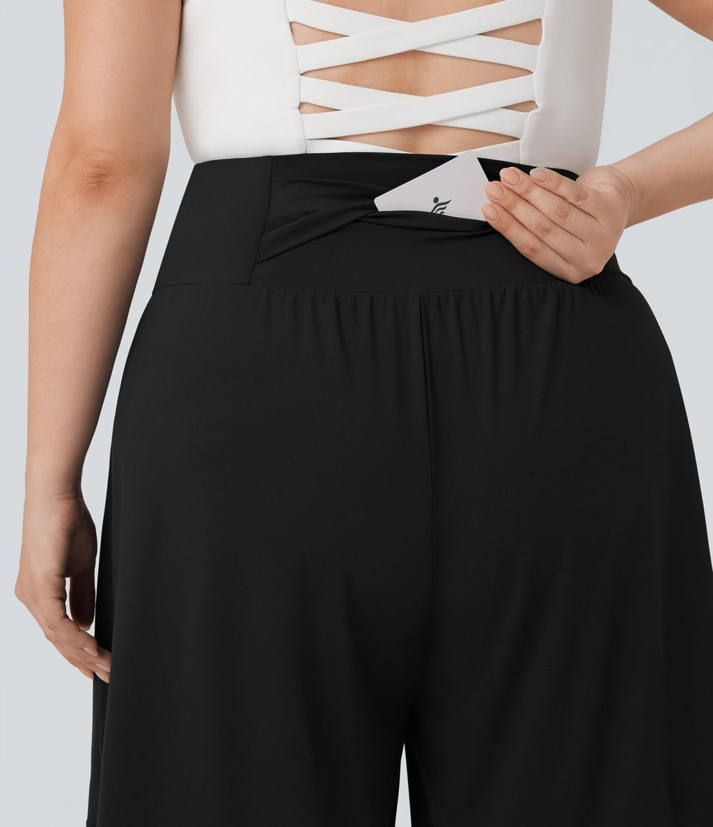 Bermuda de yoga grande taille SoftlyZero™ Airy taille haute effet frais InstantCool avec poches