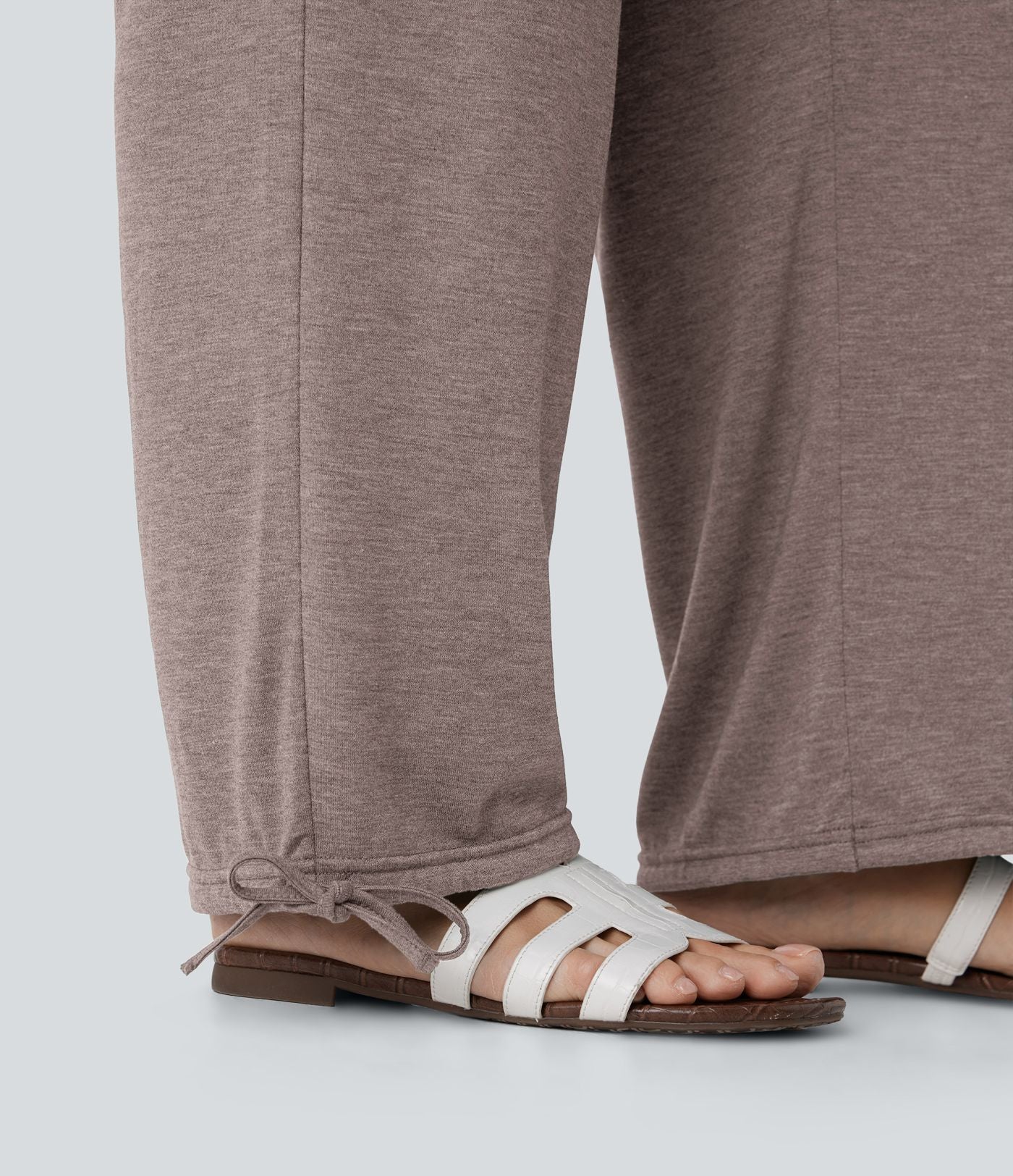 Pantalon de jogging décontracté à taille haute croisée avec poches latérales et cordon de serrage