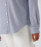 Chemise décontractée manches longues à rayures ourlet arrondi