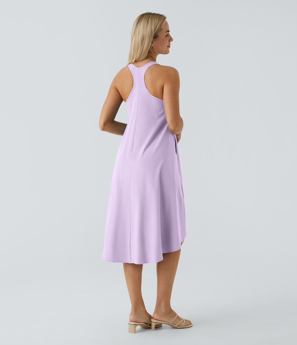 Robe décontractée mi-longue Breezeful™ dos nageur poche latérale fluide asymétrique séchage rapide A-C
