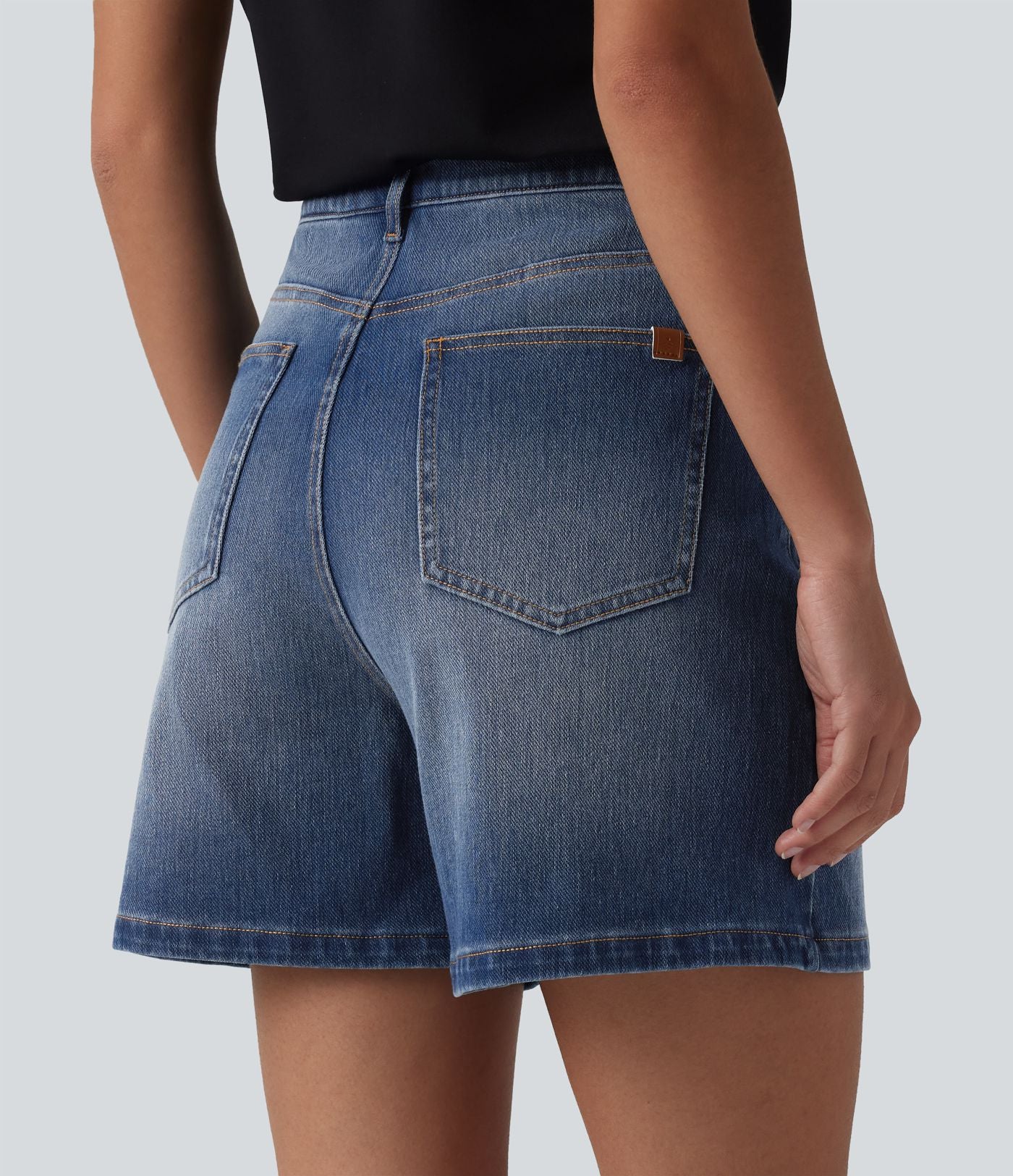Short denim ample décontracté Halara Flex™ taille haute avec poches