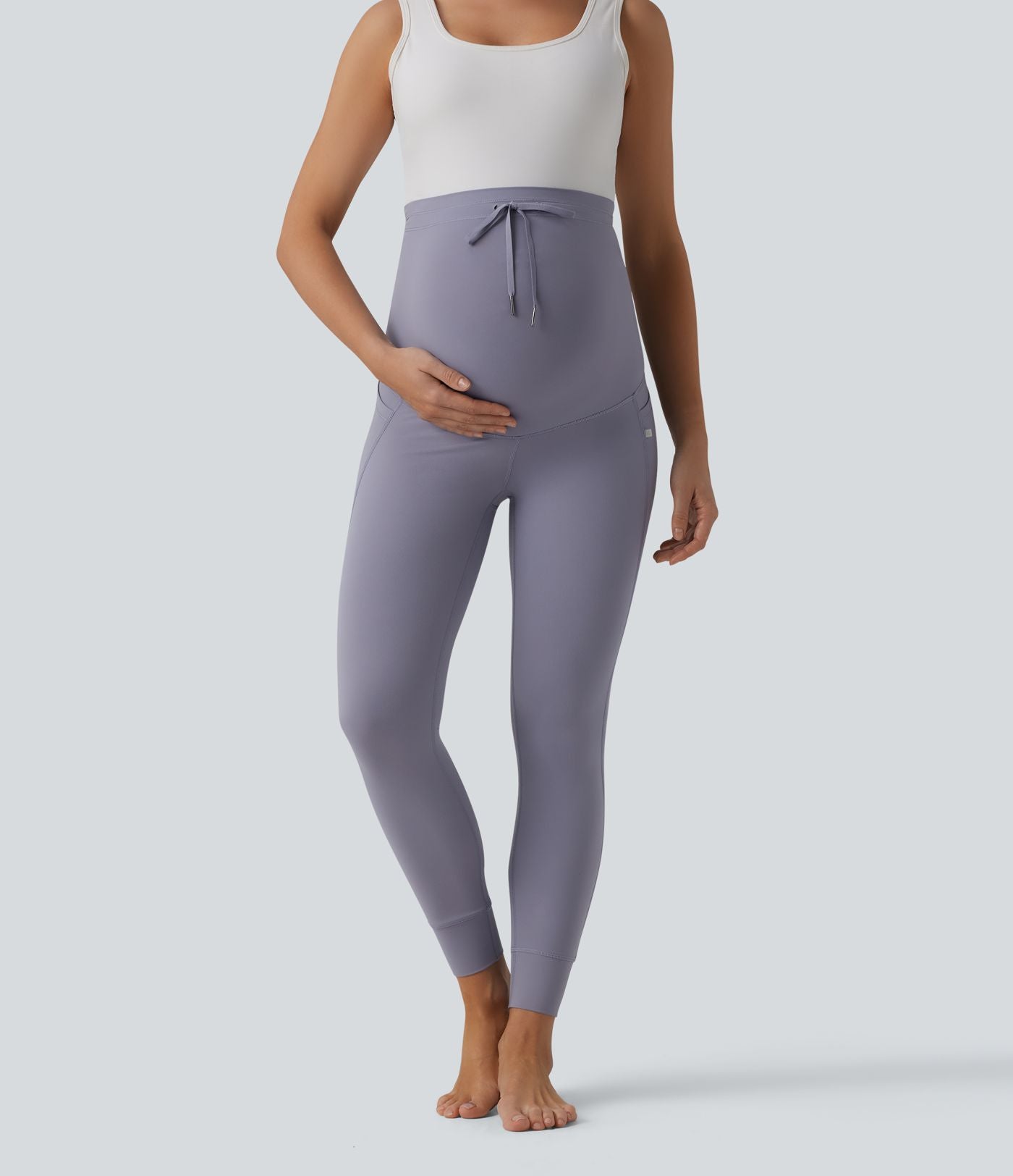 Halara UltraSculpt™ Legging yoga maternité 7/8 uni taille ultra haute à cordon de serrage avec poches