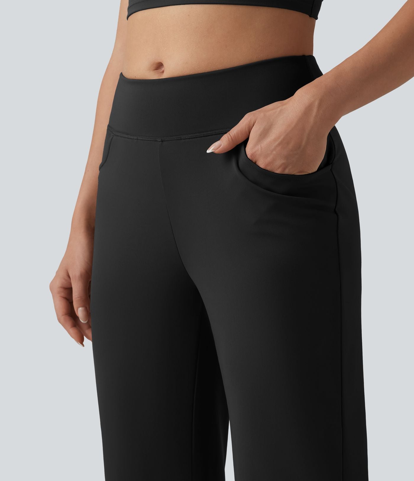 Pantalon de yoga bootcut mi-taille avec poches