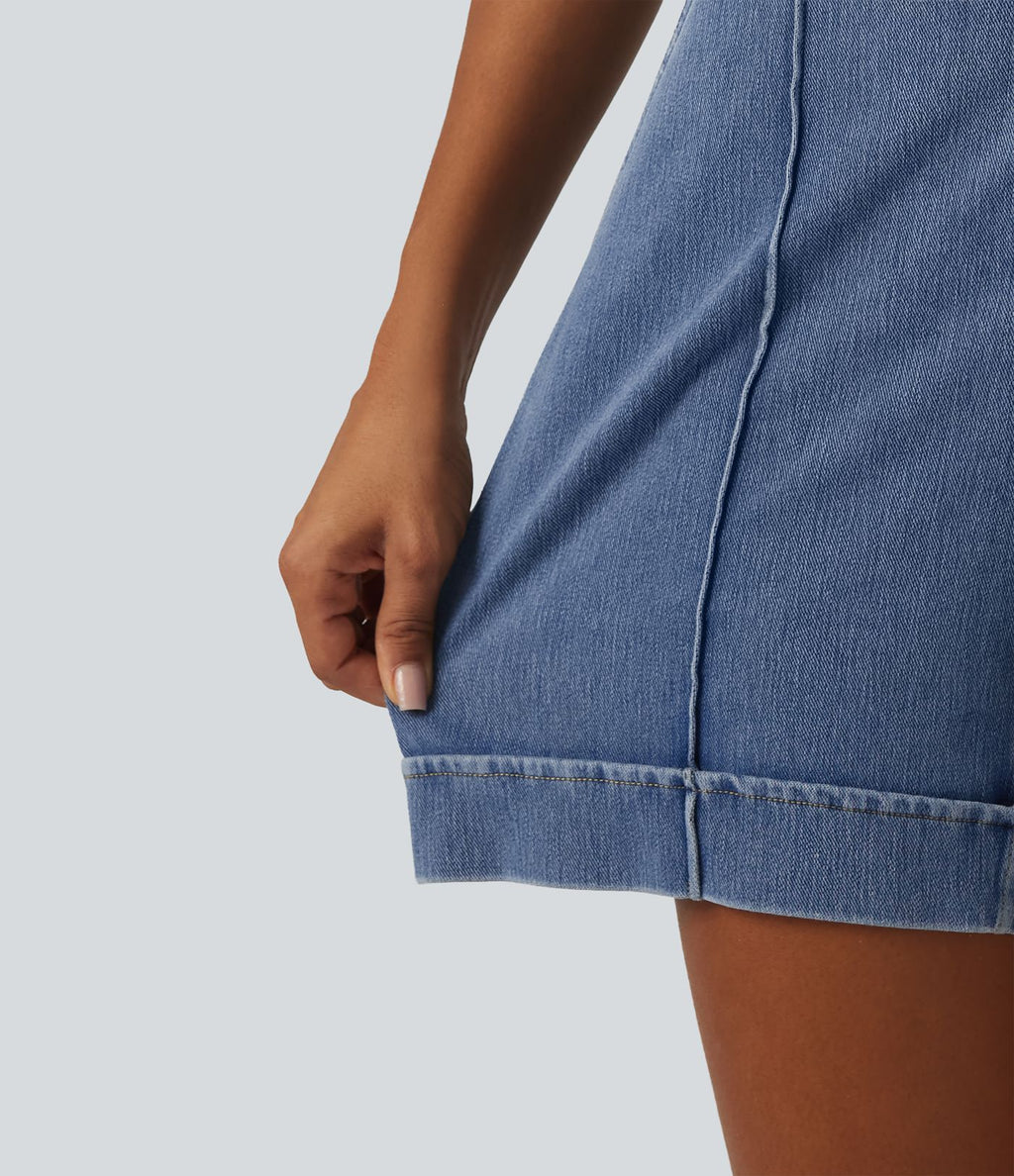 Short en jean casual taille haute Halara Flex™ 12,5 cm avec poches