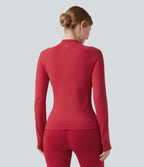 OneForm Seamless Flow Veste yoga zippée froncée à manches longues